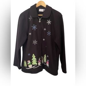 Alfred Dunner Size Medium Women’s Black Fleece Christmas Jacket